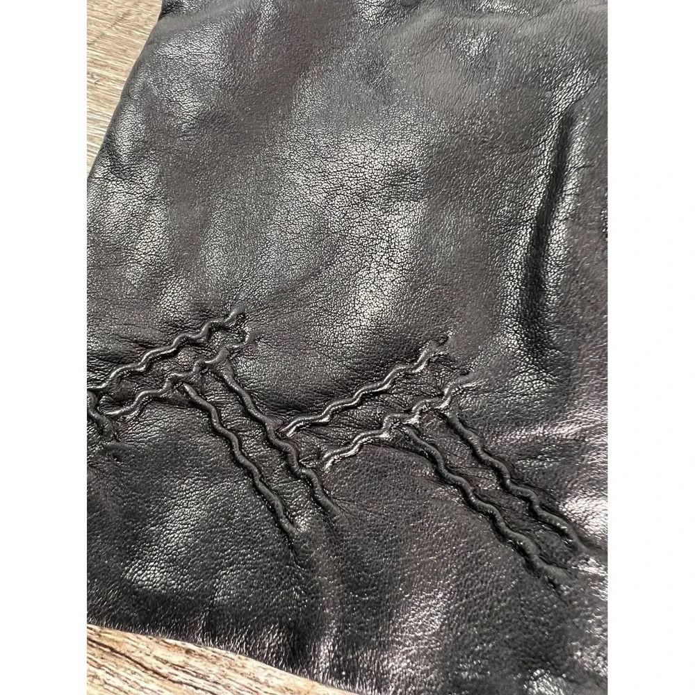 Vintage leather gloves faux fur lined black medium classic Warm driving